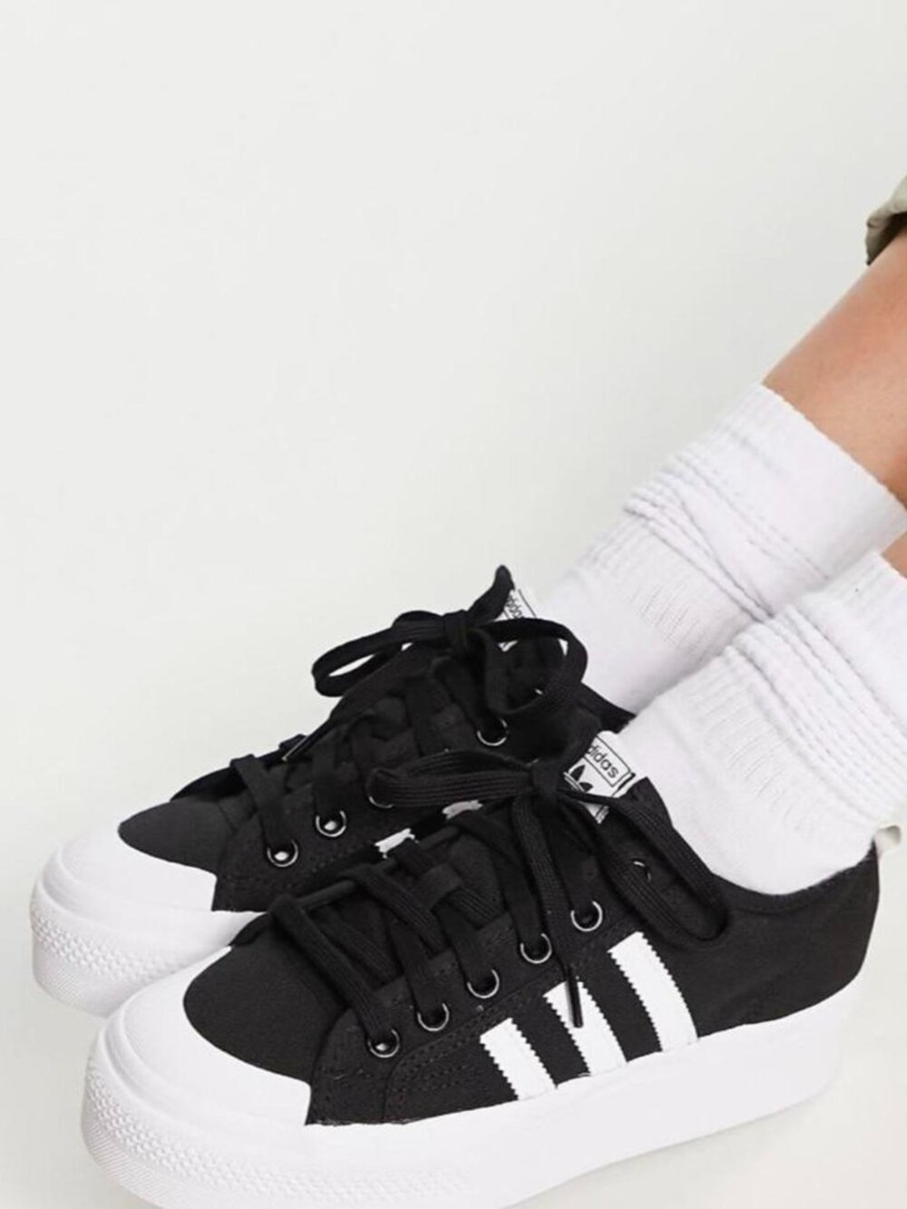 Adidas Nizza Black & White Canvas Platform Sneakers Women US 8.5